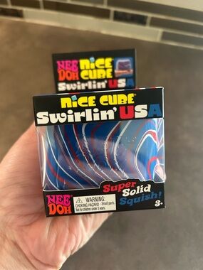 NeeDoh Nice Cube Swirlin' USA Blue & Red Kids Squish Toy